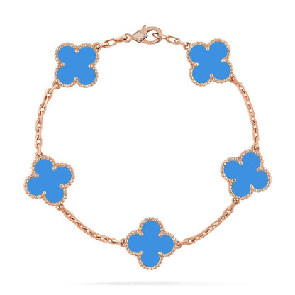 [OAK JURI] CLOVER 5 MOTIF BLUE AGATE BRACELET COLLECTION