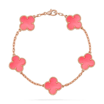 [OAK JURI] CLOVER 5 MOTIFS  PINK MOP BRACELET COLLECTION