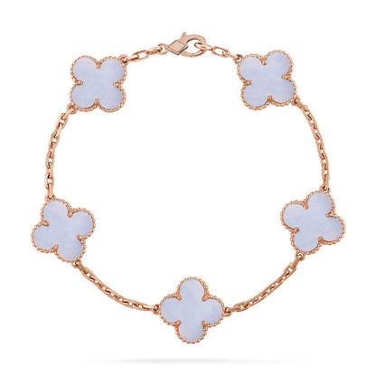 [OAK JURI] CLOVER 5 MOTIF PURPLE CHALCEDONY BRACELET COLLECTION