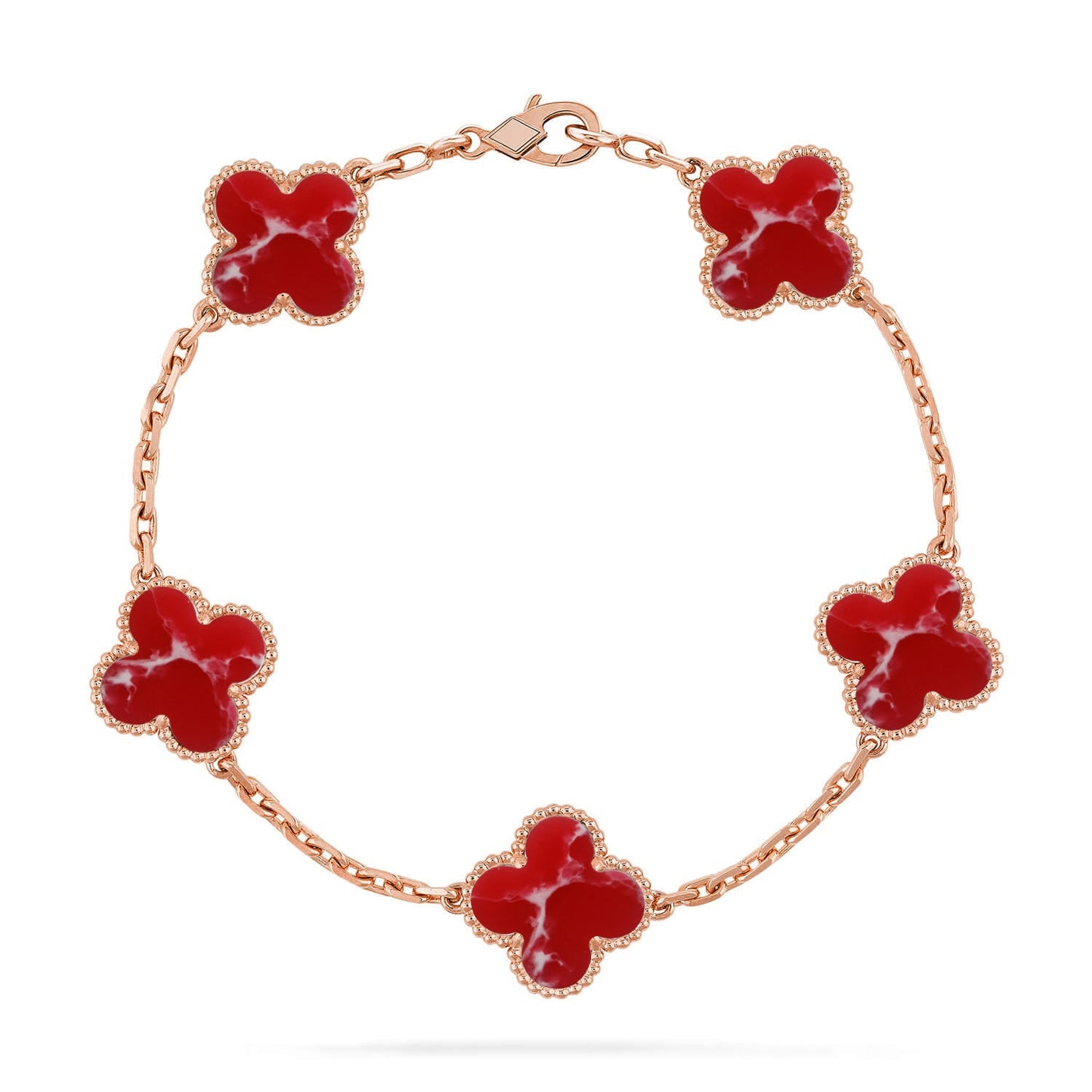 [OAK JURI]CLOVER 5 MOTIF RED PATTERN BRACELET COLLECTION