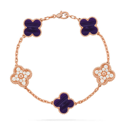 [OAK JURI]CLOVER 5 MOTIF PURPLE STRIPES BRACELET COLLECTION