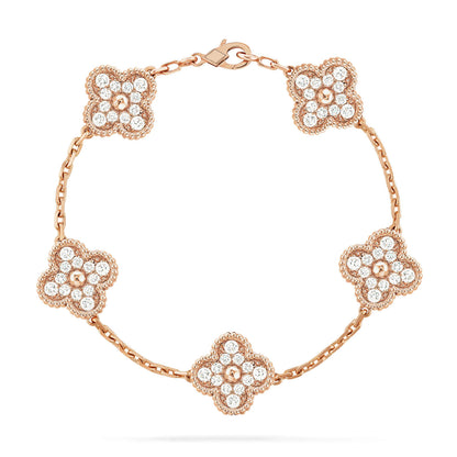 [OAK JURI] CLOVER 5 MOTIF FULL DIAMOND BRACELET COLLECTION