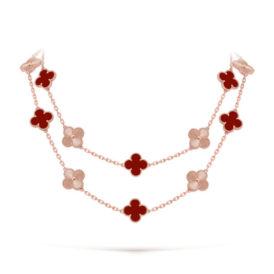 [OAK JURI]CLOVER 20 MOTIFS LASER CARNELIAN NECKLACE
