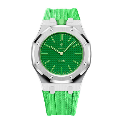 Steel Case & Fluoroelastomer Strap Full‑wrap Embedded Watch Band