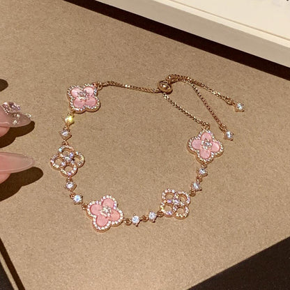 [OAK JURI]CLOVER 5 MOTIF PINK BLUE RED WHITE BRACELET