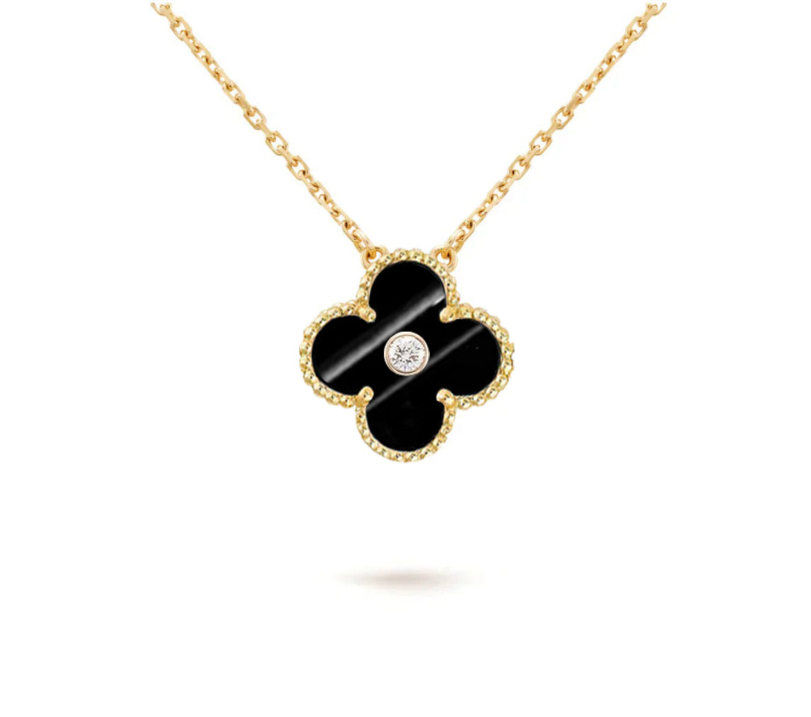 [OAK JURI]CLOVER 15MM DIAMOND SINGLE FLOWER NECKLACE COLLECTION