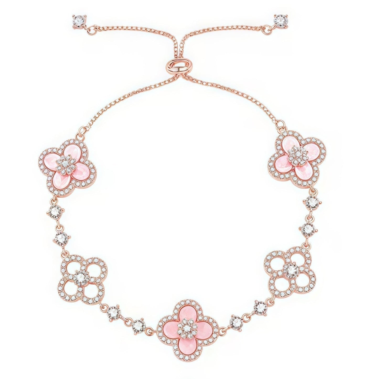 [OAK JURI]CLOVER 5 MOTIF PINK BLUE RED WHITE BRACELET