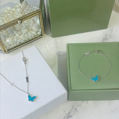 [OAK JURI]BUTTERFLY TURQUOISE BUTTERFLY BRACELET SILVER