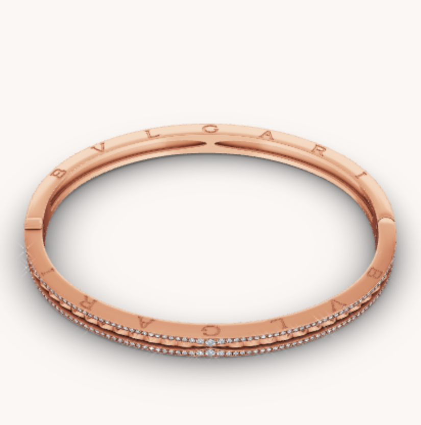 [OAK JURI]ZERO 1 SPIRAL AND PAVED DIAMOND PINK GOLD BRACELET