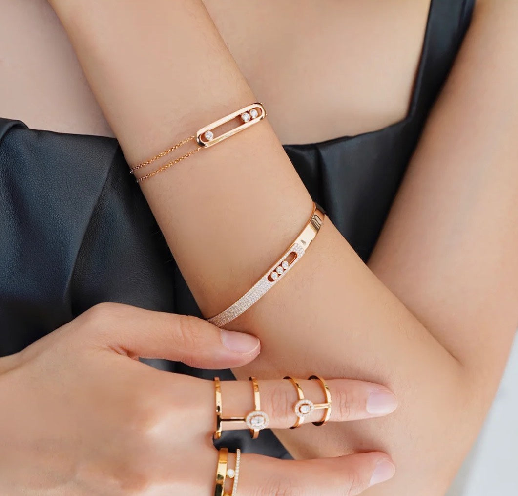 [OAK JURI]Move Noa Rose Gold Pavé Diamond Bangle Bracelet