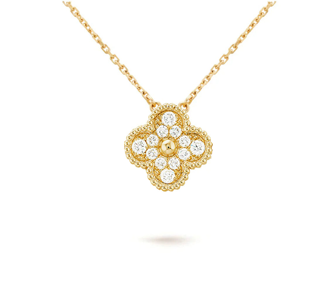[OAK JURI]CLOVER 15MM DIAMOND SINGLE FLOWER NECKLACE COLLECTION