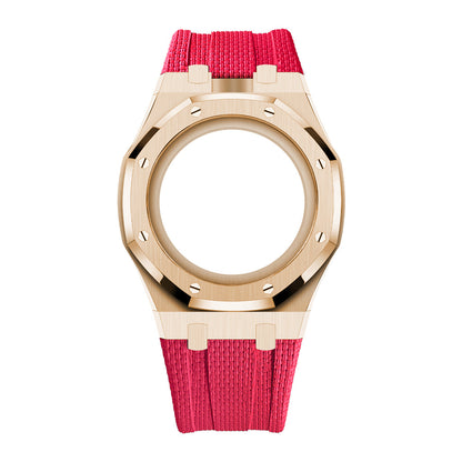 Steel Case & Fluoroelastomer Strap Full‑wrap Embedded Watch Band