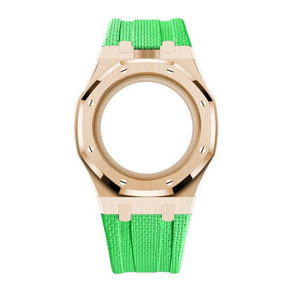 Steel Case & Fluoroelastomer Strap Full‑wrap Embedded Watch Band