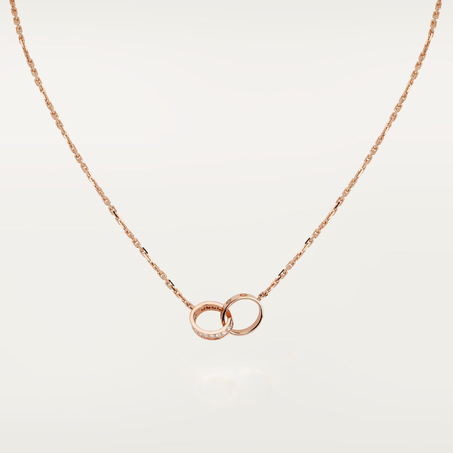 [OAK JURI]LOVE DOUBLE RING HALF DIAMOND NECKLACE