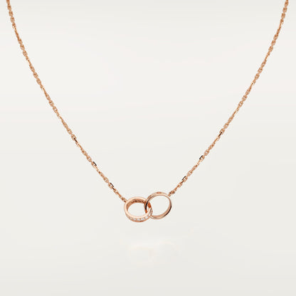 [OAK JURI]LOVE DOUBLE RING HALF DIAMOND NECKLACE