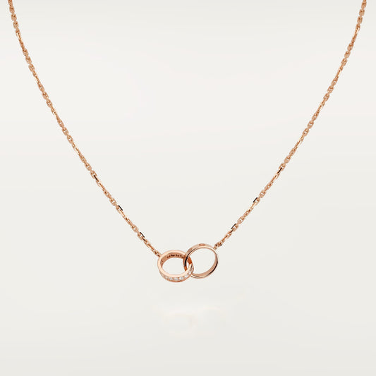 [OAK JURI]LOVE DOUBLE RING HALF DIAMOND NECKLACE