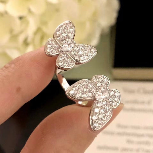 [OAK JURI]TWIN SILVER BUTTERFLY DIAMOND RING