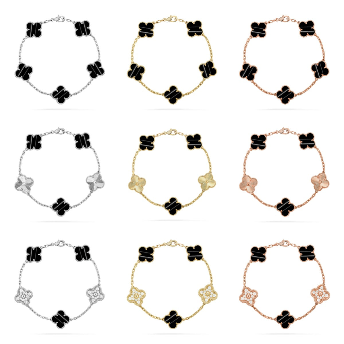 [OAK JURI] CLOVER 5 MOTIF PULSAR STONE BRACELET COLLECTION