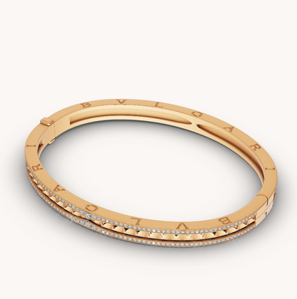 [OAK JURI]ZERO 1 SPIRAL AND PAVED DIAMOND GOLD BRACELET