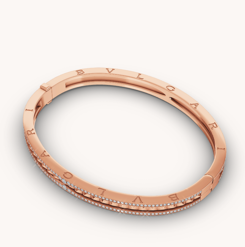 [OAK JURI]ZERO 1 SPIRAL AND PAVED DIAMOND PINK GOLD BRACELET