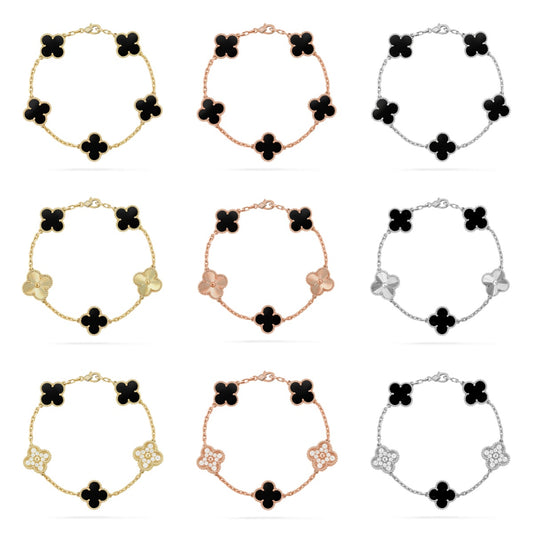 [OAK JURI] CLOVER 5 MOTIF ONYXS BRACELET COLLECTION
