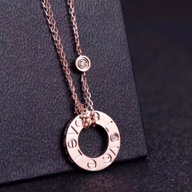 [OAK JURI]LOVE NECKLACE 16MM 2 DIAMONDS