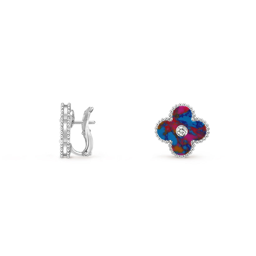 [OAK JURI]CLOVER SILVER 15MM MOP DIAMOND EARRINGS COLLECTION