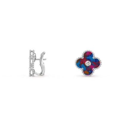 [OAK JURI]CLOVER SILVER 15MM MOP DIAMOND EARRINGS COLLECTION