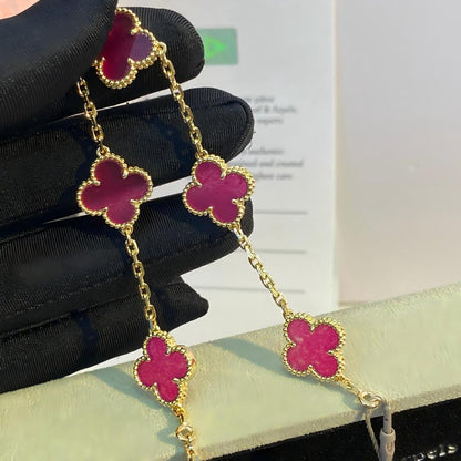 [OAK JURI]CLOVER 5 MOTIFS PINK ENAMEL BRACELET