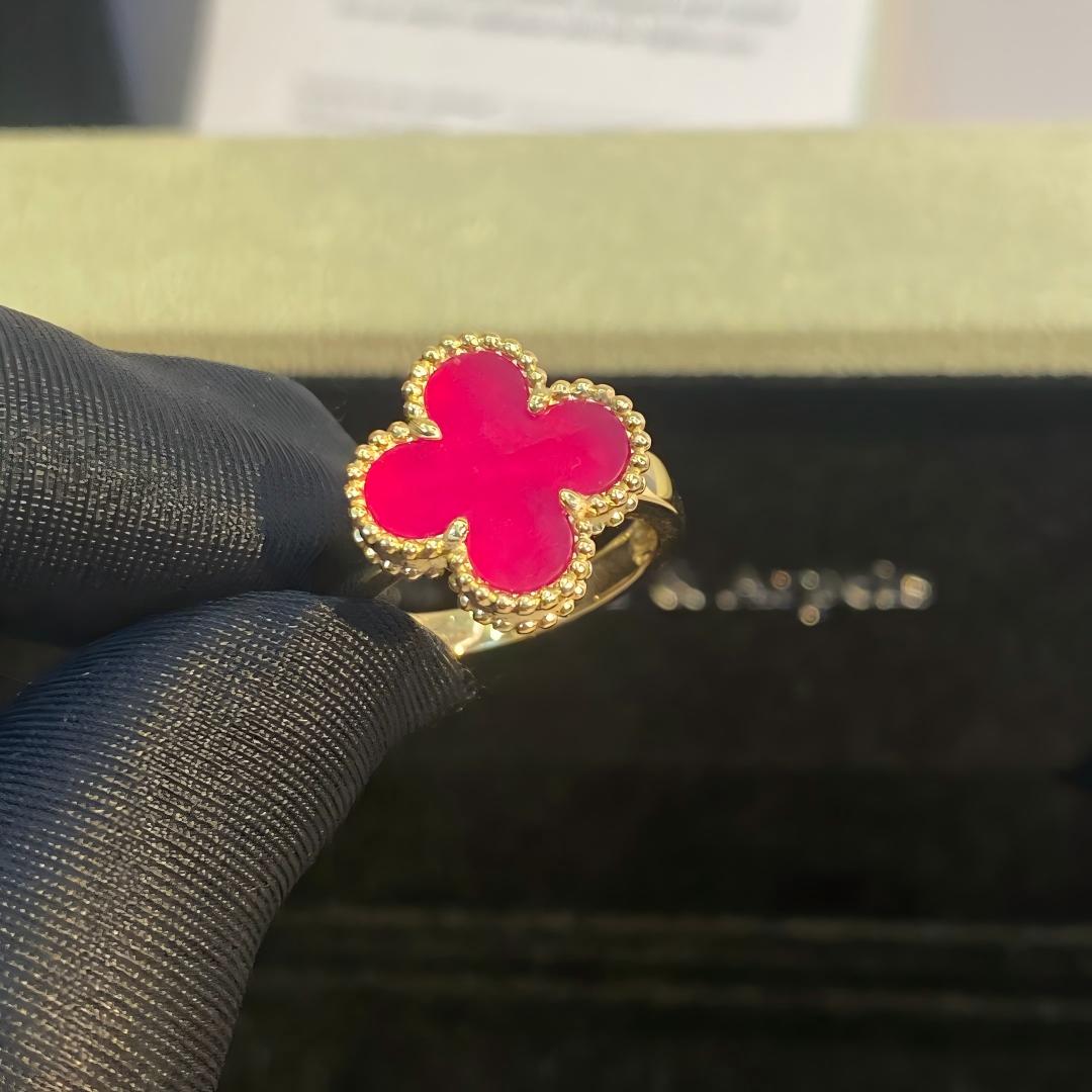 [OAK JURI]NEW CLOVER PINK ENAMEL RINGS