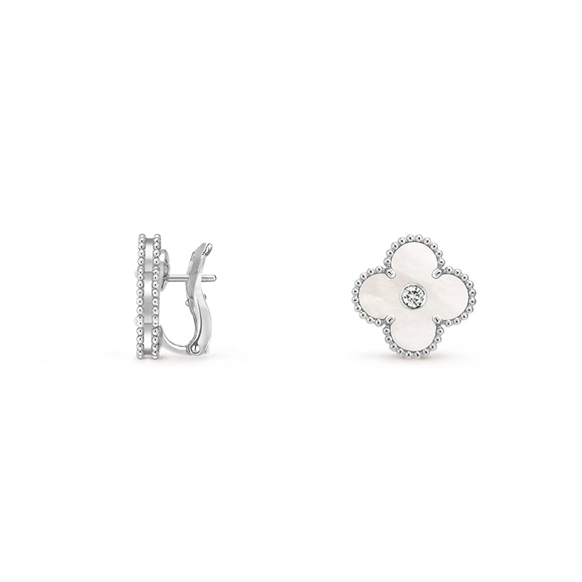 [OAK JURI]CLOVER SILVER 15MM MOP DIAMOND EARRINGS COLLECTION