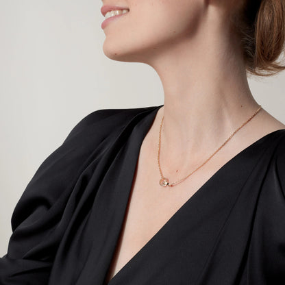 [OAK JURI]LOVE DOUBLE RING HALF DIAMOND NECKLACE