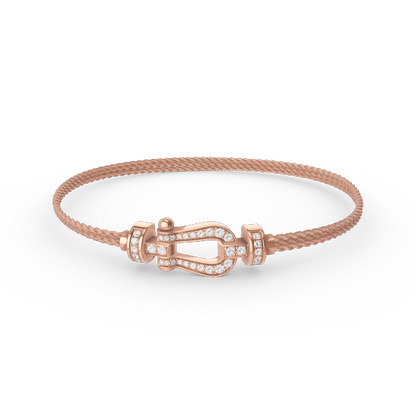 [OAK JURI]FORCE SMALL HORSESHOE  DIAMOND CHAIN ROPE BRACELET
