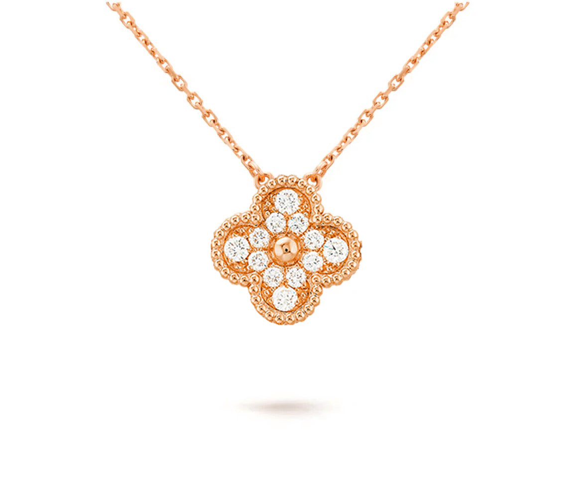 [OAK JURI]CLOVER 15MM DIAMOND SINGLE FLOWER NECKLACE COLLECTION