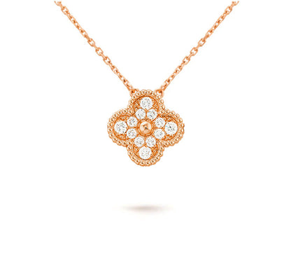 [OAK JURI]CLOVER 15MM DIAMOND SINGLE FLOWER NECKLACE COLLECTION