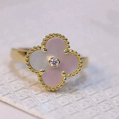 [OAK JURI]CLOVER PINK MOP RING GOLD DIAMOND