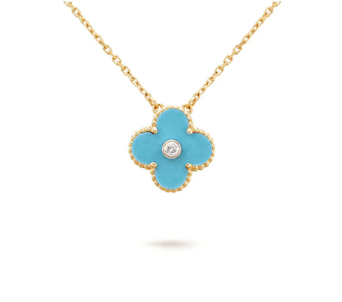 [OAK JURI]CLOVER 15MM DIAMOND SINGLE FLOWER NECKLACE COLLECTION