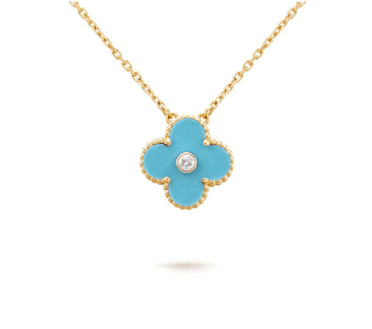 [OAK JURI]CLOVER 15MM DIAMOND SINGLE FLOWER NECKLACE COLLECTION