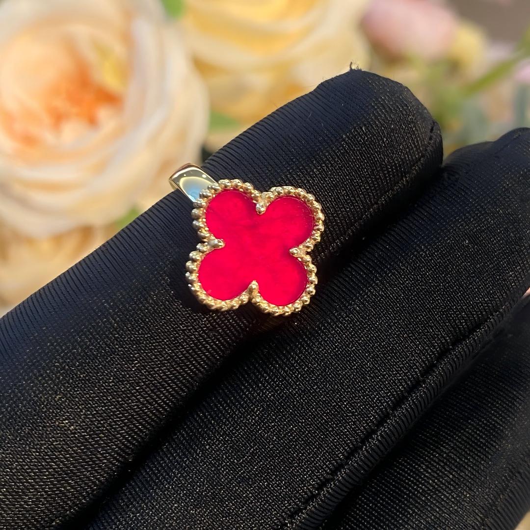 [OAK JURI]NEW CLOVER PINK ENAMEL RINGS