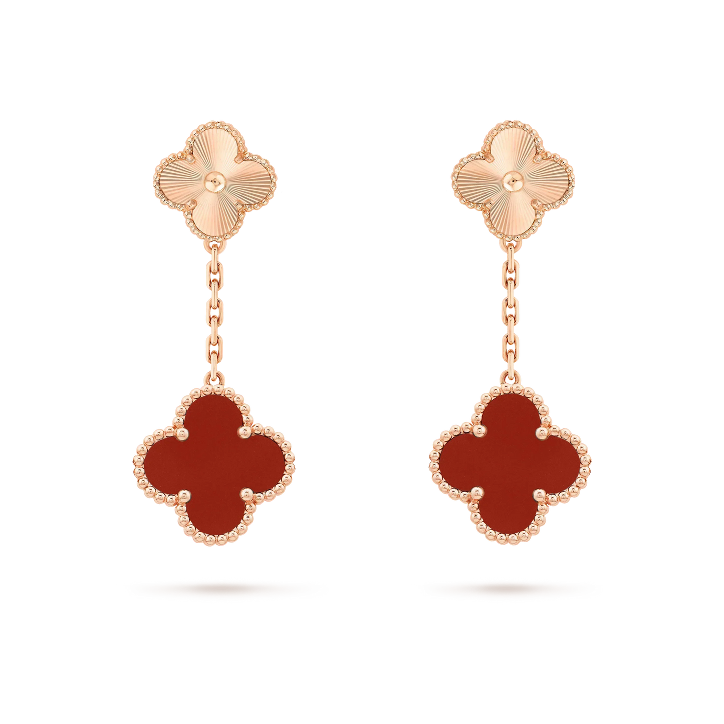 [OAK JURI]CLOVER 2 MOTIF  LASER CARNELIAN EARRINGS