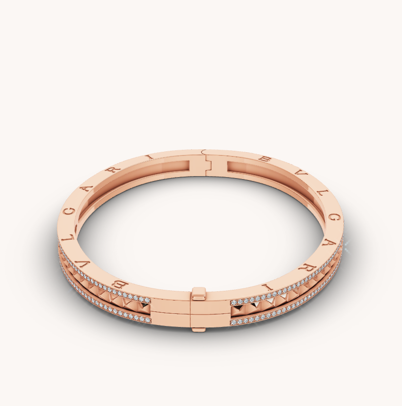 [OAK JURI]ZERO 1 SPIRAL AND PAVED DIAMOND PINK GOLD BRACELET