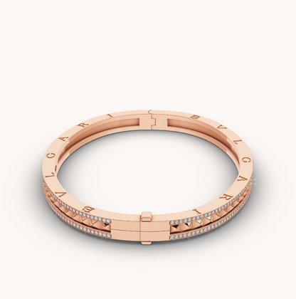 [OAK JURI]ZERO 1 SPIRAL AND PAVED DIAMOND PINK GOLD BRACELET