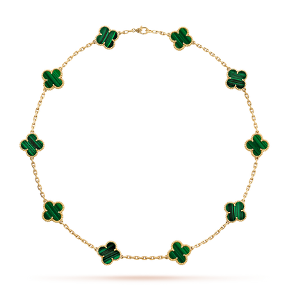 [OAK JURI]CLOVER 10 MOTIFS MALACHITE NECKLACE