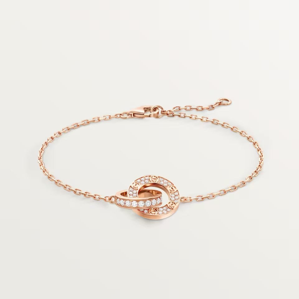 [OAK JURI]LOVE DOUBLE RING FULL DIAMOND BRACELET