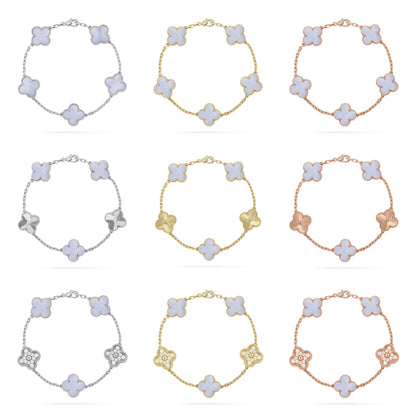[OAK JURI] CLOVER 5 MOTIF PURPLE CHALCEDONY BRACELET COLLECTION