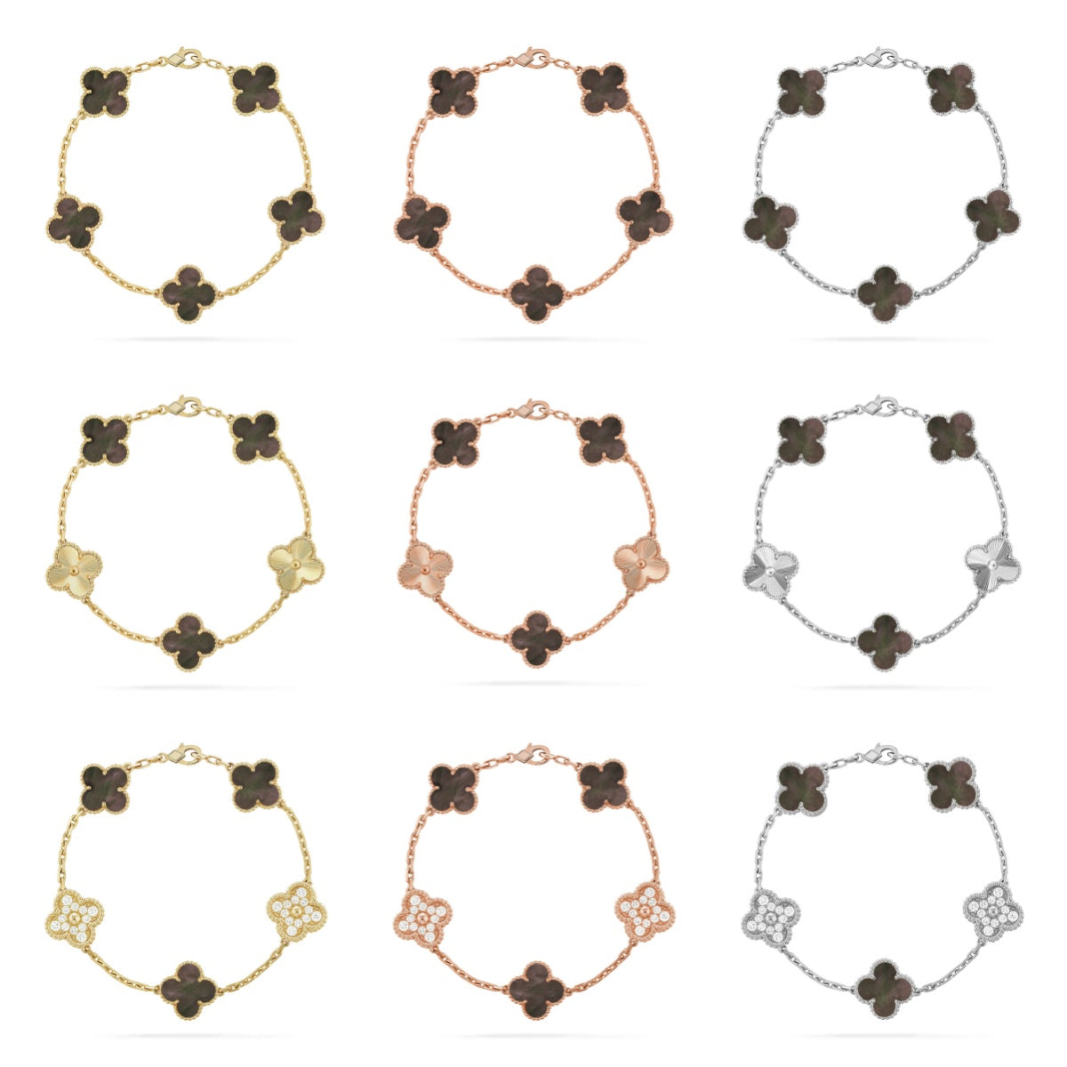 [OAK JURI] CLOVER 5 MOTIF GRAY MOP BRACELET COLLECTION