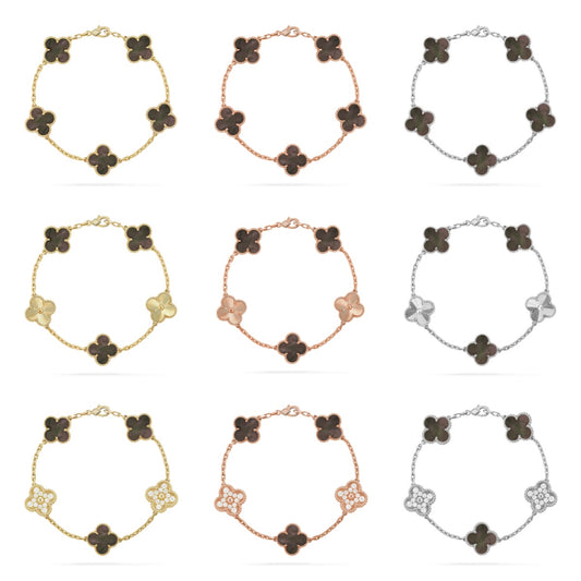 [OAK JURI] CLOVER 5 MOTIF GRAY MOP BRACELET COLLECTION