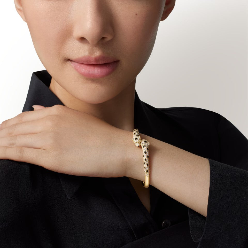 [OAK JURI]PANTHERE DOUBLE HEADED HALF DIAMOND OPEN BRACELET