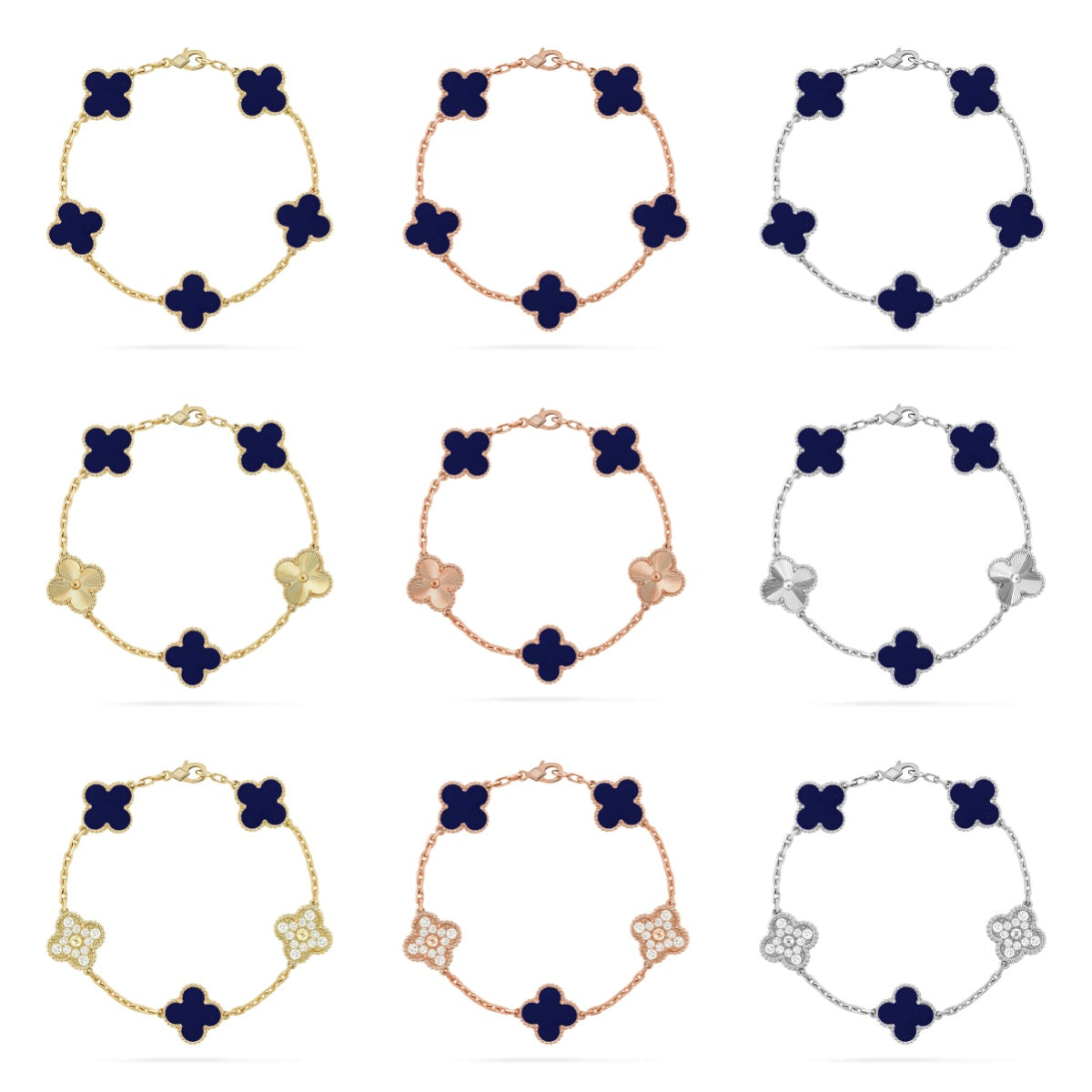 [OAK JURI]CLOVER 5 MOTIF LAPIS LAZULI BRACELET COLLECTION