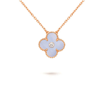 [OAK JURI]CLOVER 15MM DIAMOND SINGLE FLOWER NECKLACE COLLECTION